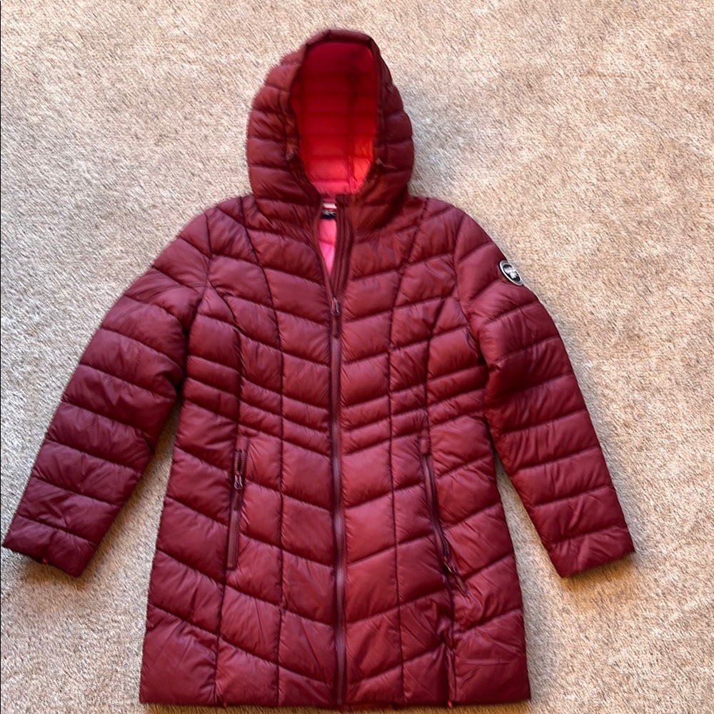 Reebok Burgundy Hooded Puffer Coat